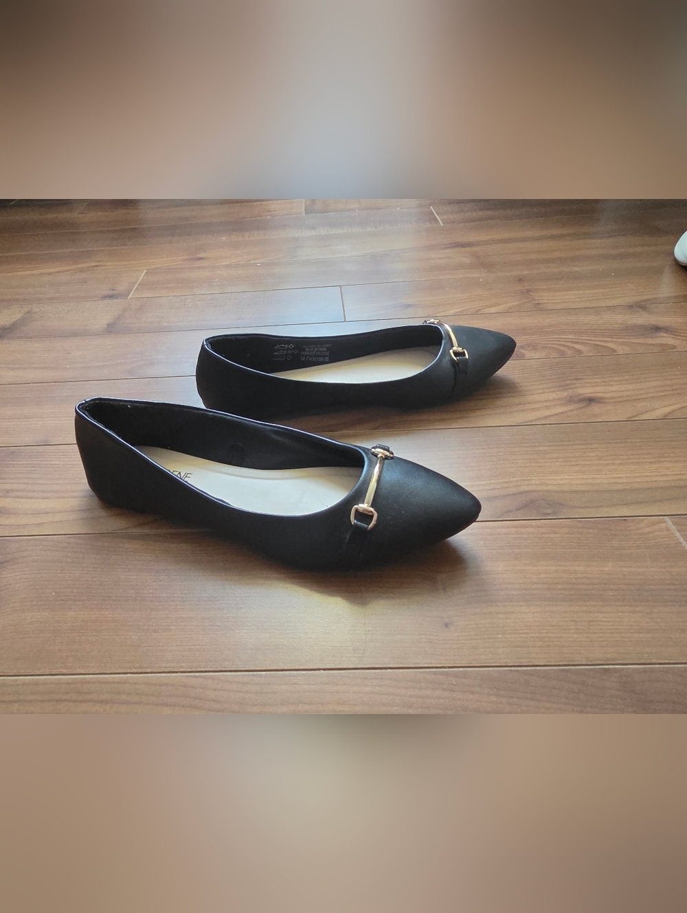Black Pointed Ballet Flats with Gold Horsebit - Ardene